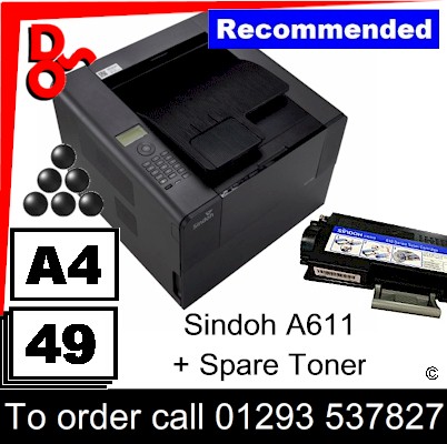"Special Offer" NEW Sindoh A611dn A4 Fast Mono Printer + Spare 6k Toner for sale, supplier West Sussex, East Sussex, Kent and Surrey